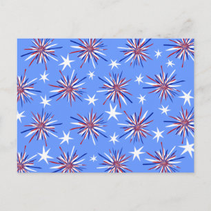 Red White & Blue Starbursts Postcard