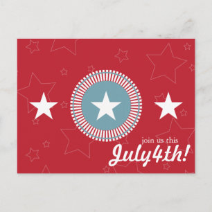 Red White & Blue Stars 4 juillet Cartes postales
