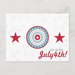 Red White & Blue Stars 4 juillet Cartes postales
