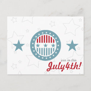 Red White & Blue Stars 4 juillet Cartes postales