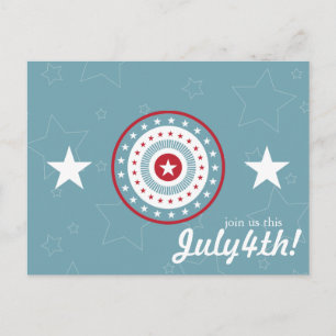 Red White & Blue Stars 4 juillet Cartes postales