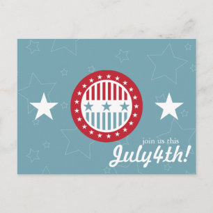 Red White & Blue Stars 4th of July Postcards