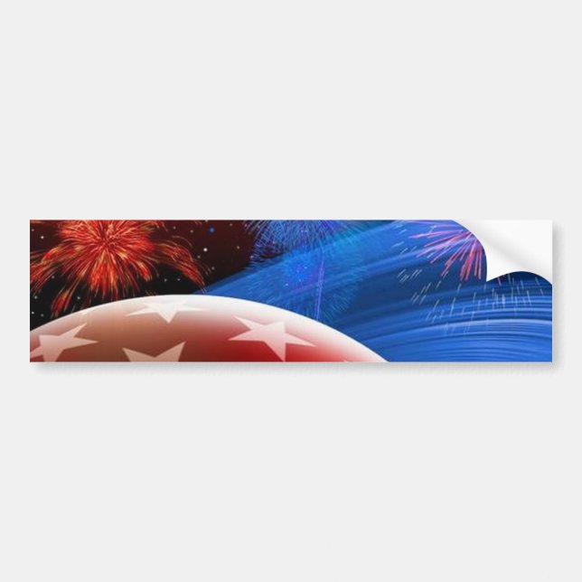 Red White Blue Stars and Fireworks Bumper Sticker (Front)