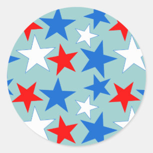 Red White & Blue Stars Classic Round Sticker