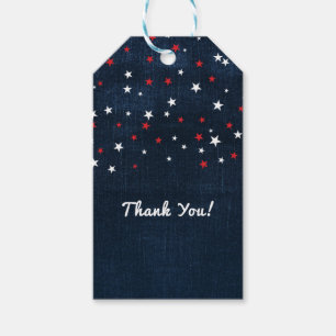 Red White & Blue Stars Denim Party Favour Gift Tags