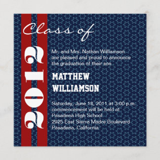 Red White Blue Stars Graduation Invitation