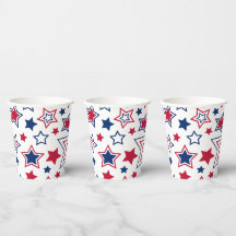 Red White & Blue Stars Paper Cups