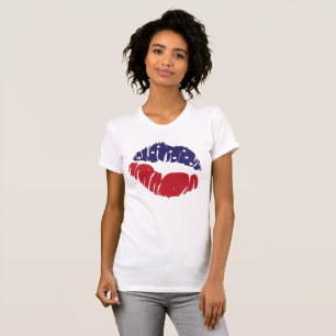 Red White Blue Stars Stripes 4th of July KISS LIPS T-Shirt