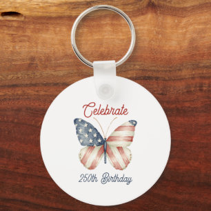 Red White Blue Stars Stripes Celebrate America Keychain