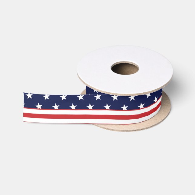 Red White Blue Stars & Stripes Independence Ribbon Satin Ribbon (Spool)