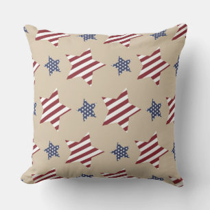 RED WHITE BLUE STARS & STRIPES PATRIOTIC THROW PILLOW
