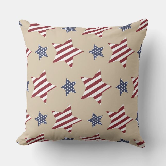 RED WHITE BLUE STARS & STRIPES PATRIOTIC THROW PILLOW (Front)