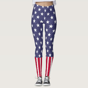 Red White Blue Stars Stripes USA flag cool fun Leggings