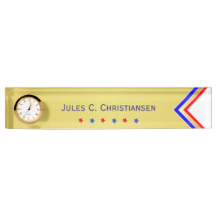 Red White Blue / Stars (Your Name) Gold Background Nameplate
