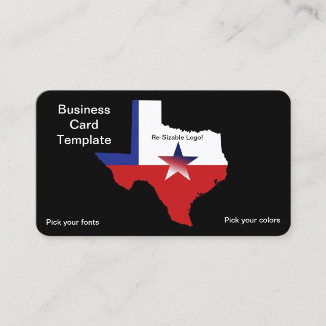 Red, White Blue State of Texas Logo Business Card (Front)
