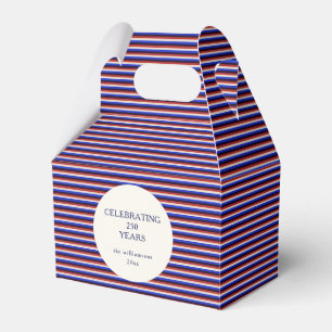 Red White Blue Stripe 250th Independence Day Name Favor Box