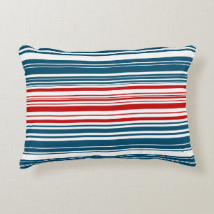 Red White Blue Striped Pattern Accent Pillow