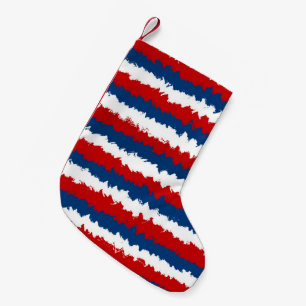 Red White Blue Striped Pattern Small Christmas Stocking