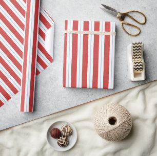 Red White Blue Stripes Christmas Wrapping Paper