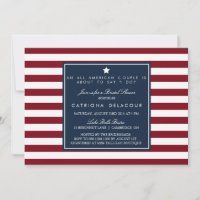 Red White & Blue Stripes Invitation de la douche n