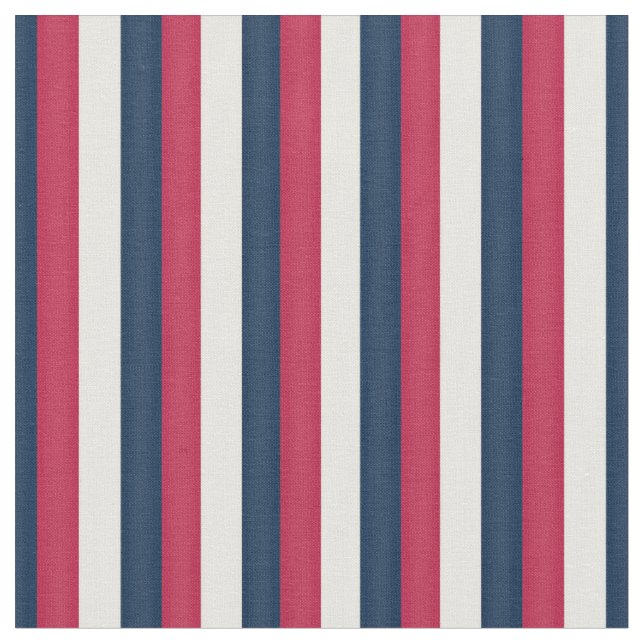 Red White & Blue Stripes (small scale) Fabric (Close Up)