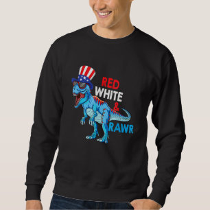 Red White Blue T Rex Dinosaur Firework 4th Of July Sweatshirt