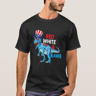 Red White Blue T Rex Dinosaur Firework 4th Of July T-Shirt