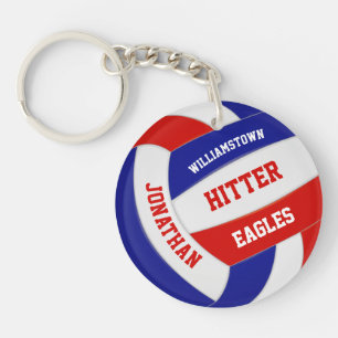 red white blue team colours personalized volleybal keychain