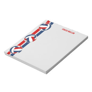 red white blue team colours volleyball coach custo notepad