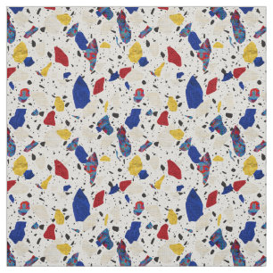 Red White & Blue Terrazzo Tile Pattern Fabric