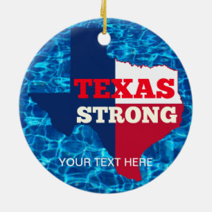 Red, White & Blue "Texas Strong" Ceramic Ornament