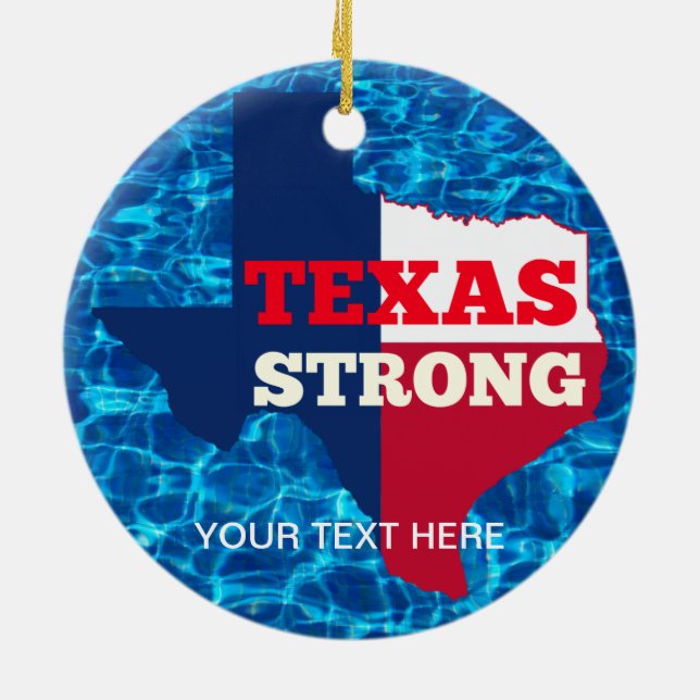 Red, White & Blue "Texas Strong" Ceramic Ornament (Back)