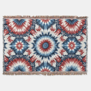 Red, White & Blue Tie-dye Throw Blanket