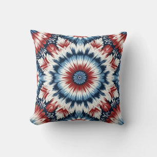 Red, White & Blue Tie-dye Throw Pillow
