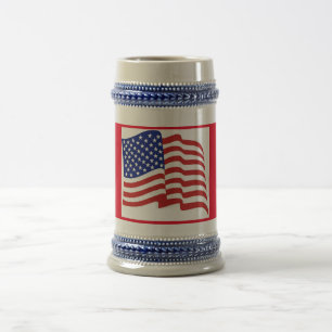 Red White Blue US Flag Patriotic Beer Stein