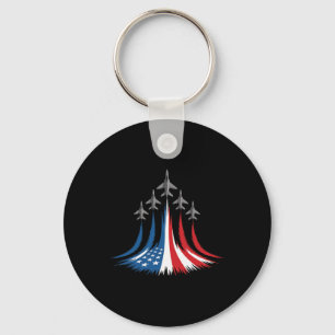 Red White Blue Usa Flag Fighter Jets 4th Of July Keychain