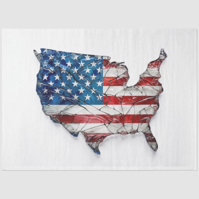 Red White Blue USA Flag Glass Effect Decoupage Tissue Paper (Front)
