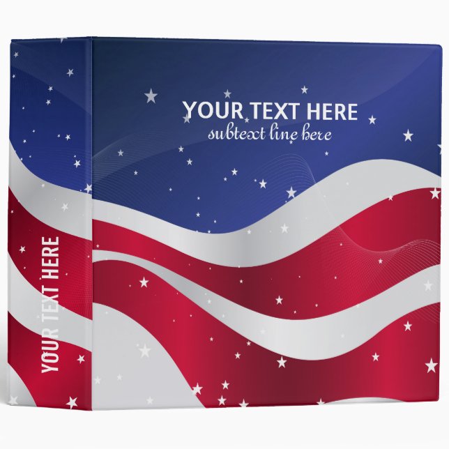 Red White & Blue-USA Flag Stars And Stripes 2 Binder (Front/Spine)