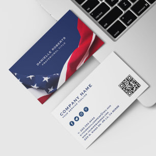 Red White & Blue-USA Flag Stars And Stripes Business Card