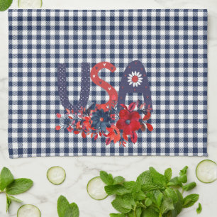 Red White & Blue USA Patriotic Bouquet  Kitchen Towel