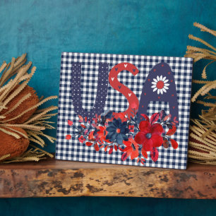 Red White & Blue USA Patriotic Bouquet  Plaque