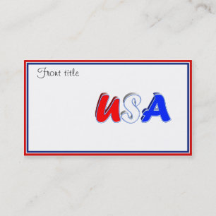 Red White & Blue USA Text Business Card