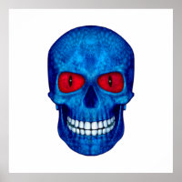 Red White Blue USA Zombie Skull  Colourful Poster