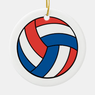red white blue volleyball ceramic ornament