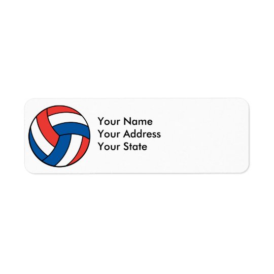 red white blue volleyball return address label