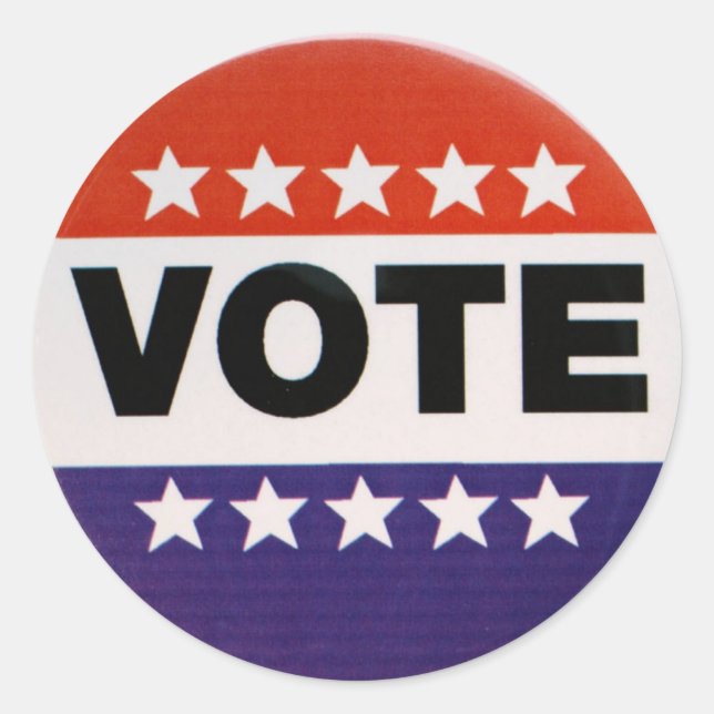 Red White & Blue Vote Design Classic Round Sticker (Front)