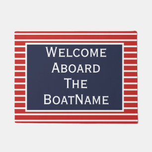 Red White & Blue Welcome Aboard Boat Doormat