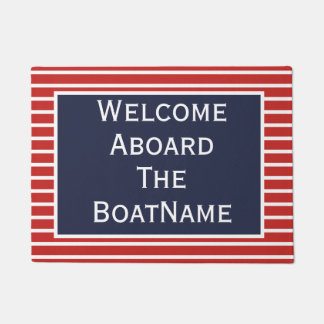 Red White & Blue Welcome Aboard Boat Doormat