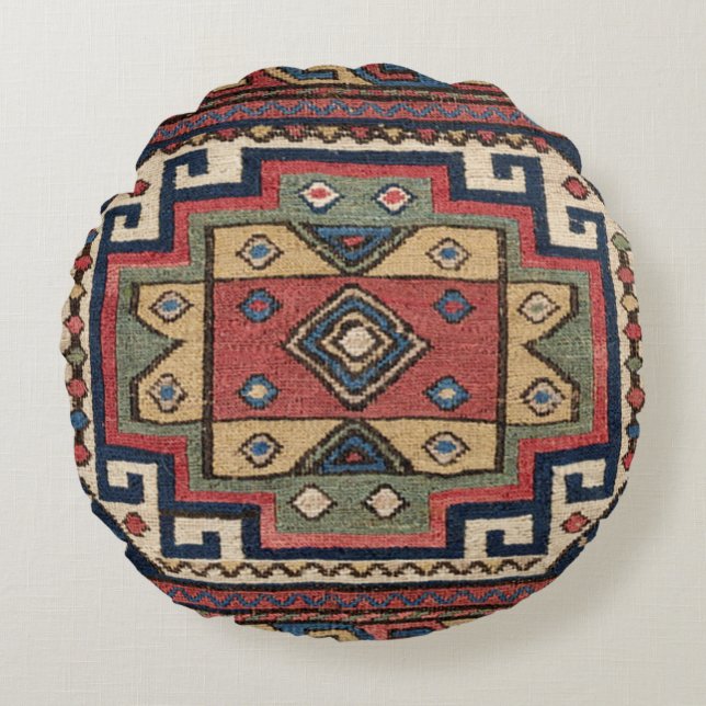 Red White Blue Western Lone Star Dallas  Round Pillow (Front)