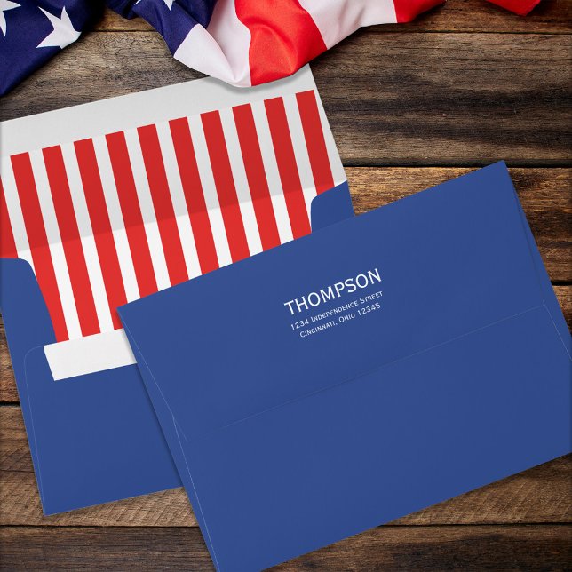 Red White Blue Whimsical Fun Fourth Of July Flag Envelope (Creator Uploaded)
